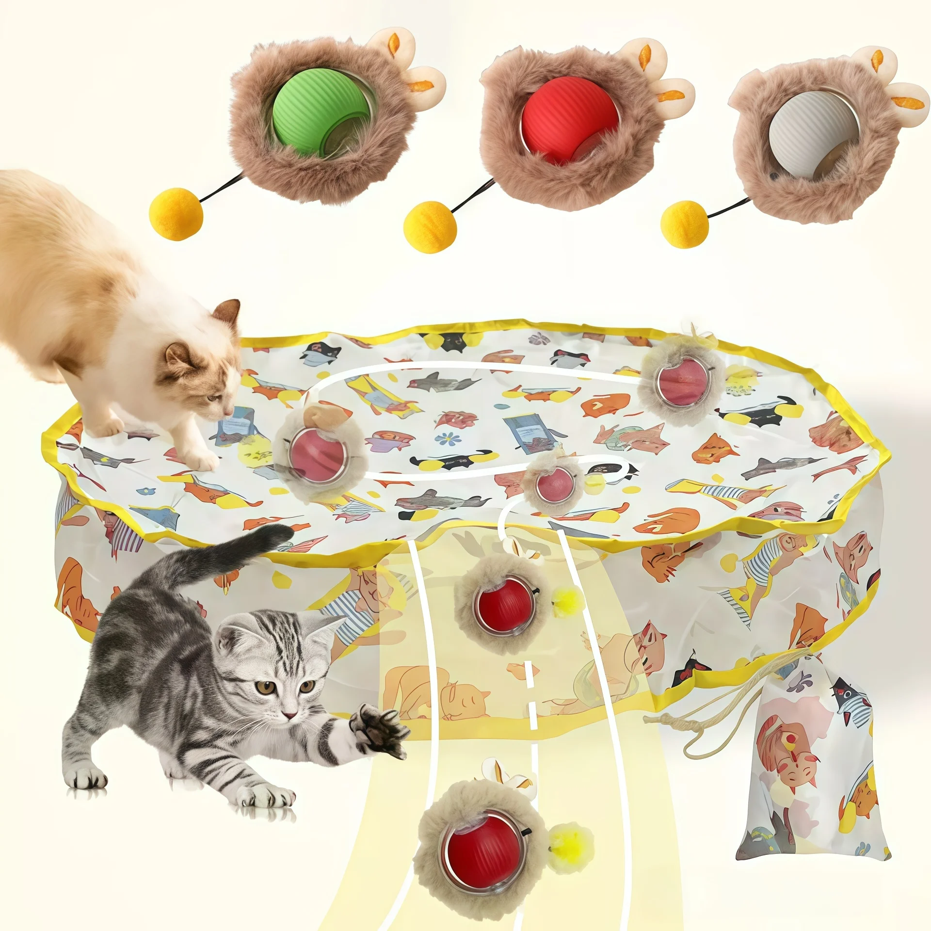 Fast Rolling in Pouch Hide and Seek Kitten Toy
