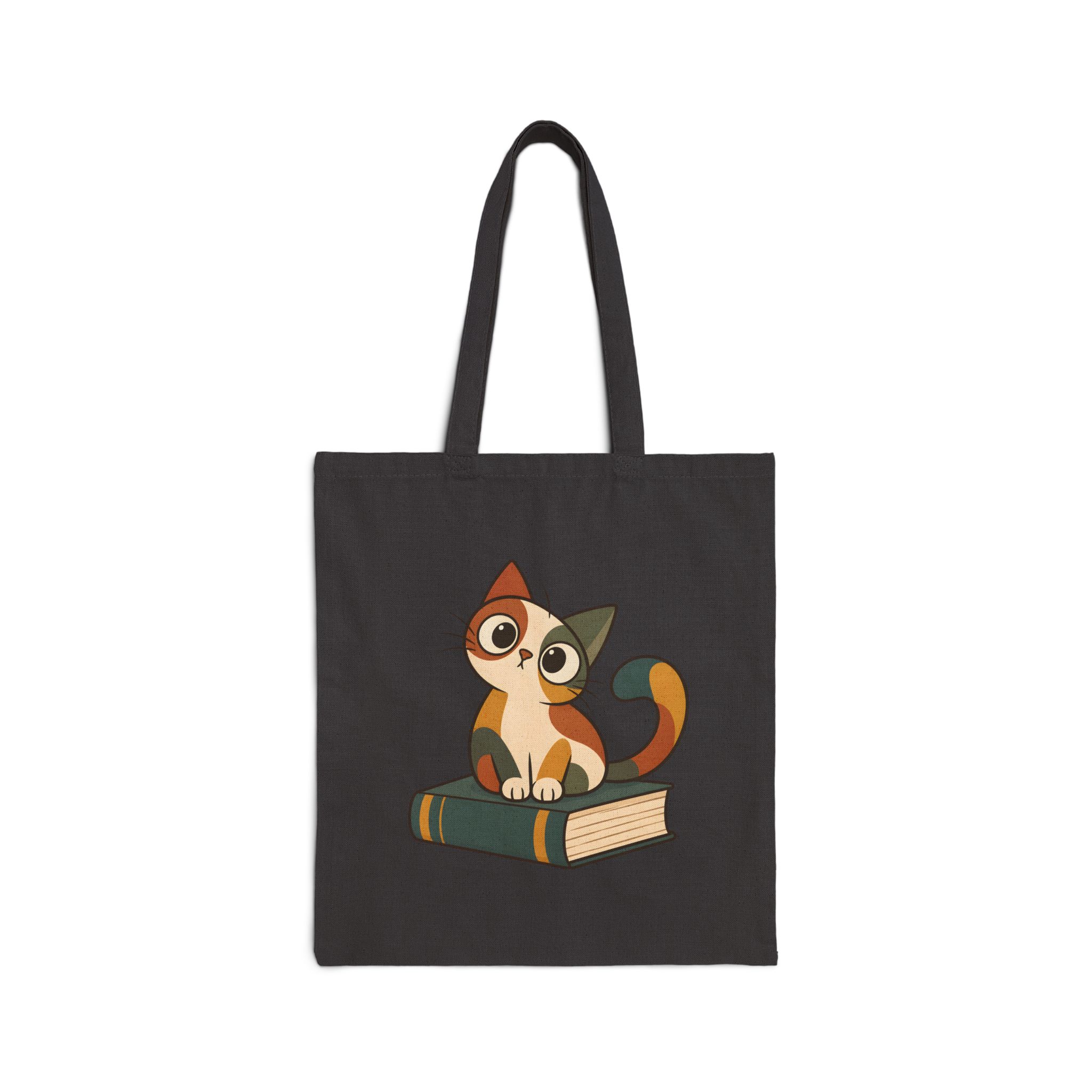 Funny Abstract Cat Guarding a Book Tote Bag
