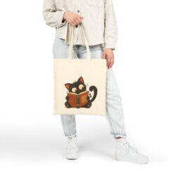 Vintage Cat Tote Bag – Funny Distracted Cat Reading