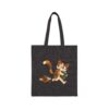 Funny Scribble Cat Carrying a Book Tote Bage