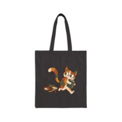 Funny Scribble Cat Carrying a Book Tote Bage