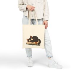Vintage Cat Tote Bag – Cute Cat Sleeping on Books