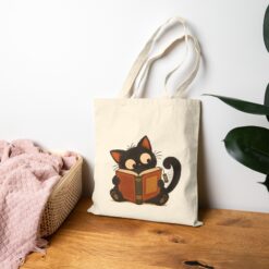 Vintage Cat Tote Bag – Curious Cat and Mysterious Book