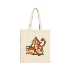 Cute Scribble Cat Peeking Through Books Tote Bage
