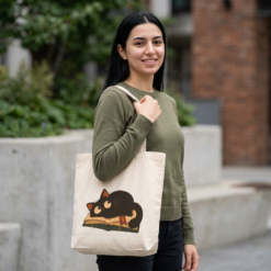 Vintage Cat Tote Bag – Cute Cat Sleeping on Books