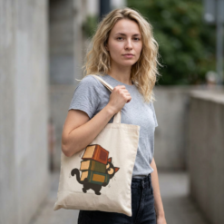 Vintage Cat Tote Bag – Funny Cat Carrying Books