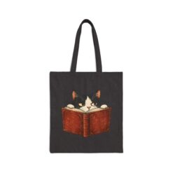 Vintage Curious Cat Hiding Inside a Book Tote Bag