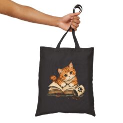 Retro Curious Cat Interrupting a Reading Session Black Tote Bag