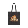 Retro Curious Cat Interrupting a Reading Session Black Tote Bag