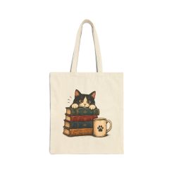 Retro Curious Cat Book Lover Tote Bag