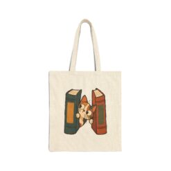 Cute Scribble Cat Peeking Through Books Tote Bag