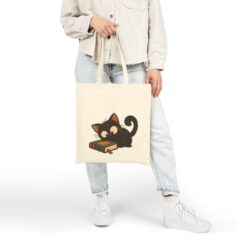 Vintage Cat Tote Bag – Funny Distracted Cat Reading