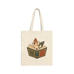 Funny Abstract Cat Guarding a Book Tote Bag