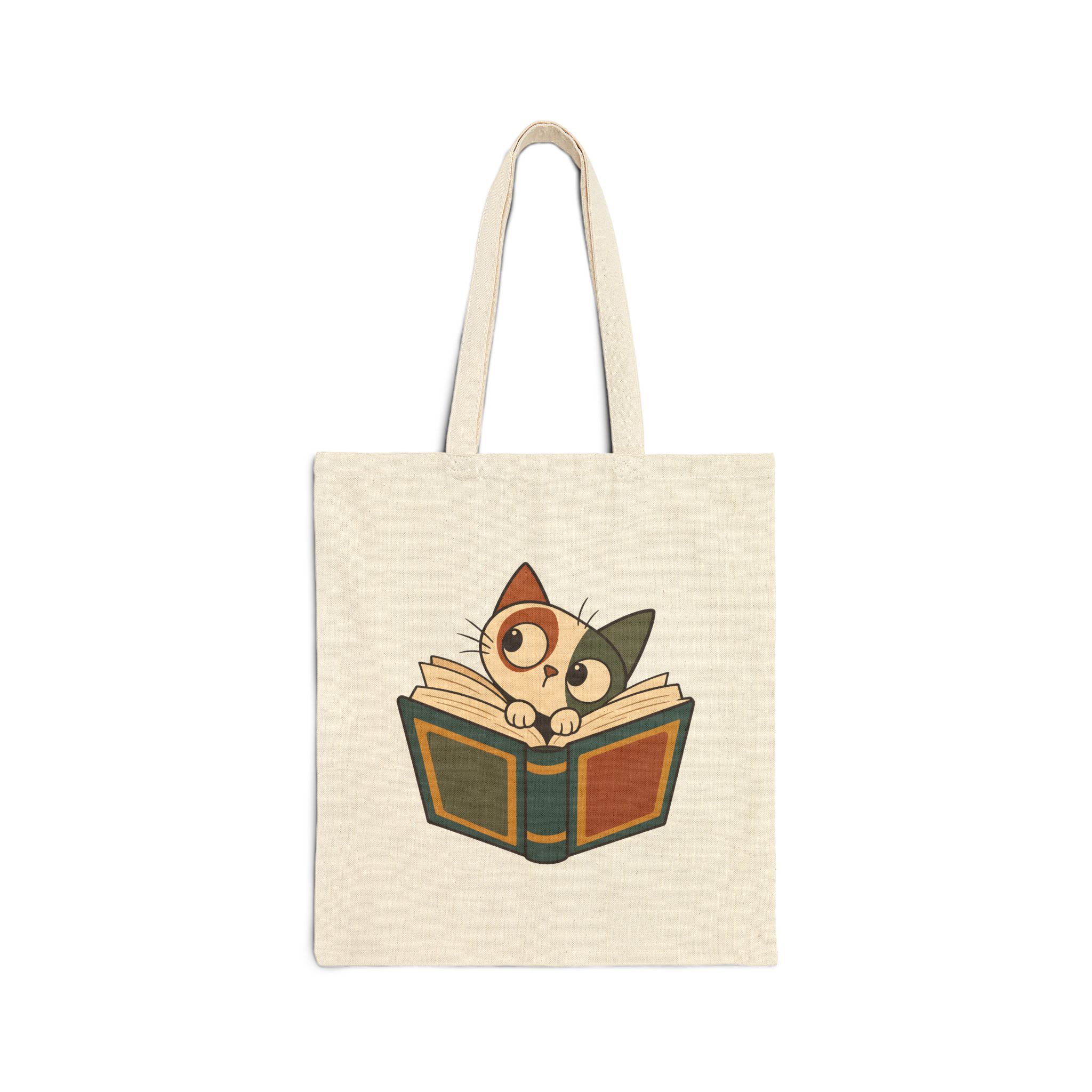 Funny Abstract Cat Guarding a Book Tote Bag