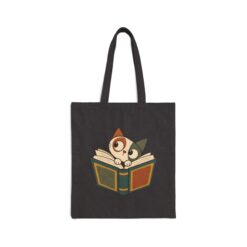 Funny Abstract Cat Guarding a Book Tote Bag