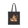 Cute Scribble Cat Peeking Through Books Tote Bage