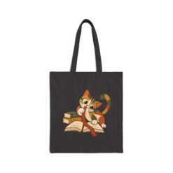 Cute Scribble Cat Peeking Through Books Tote Bage